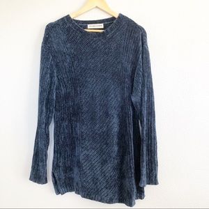 Vintage 90s Chenille Blue Sweater Sz Large